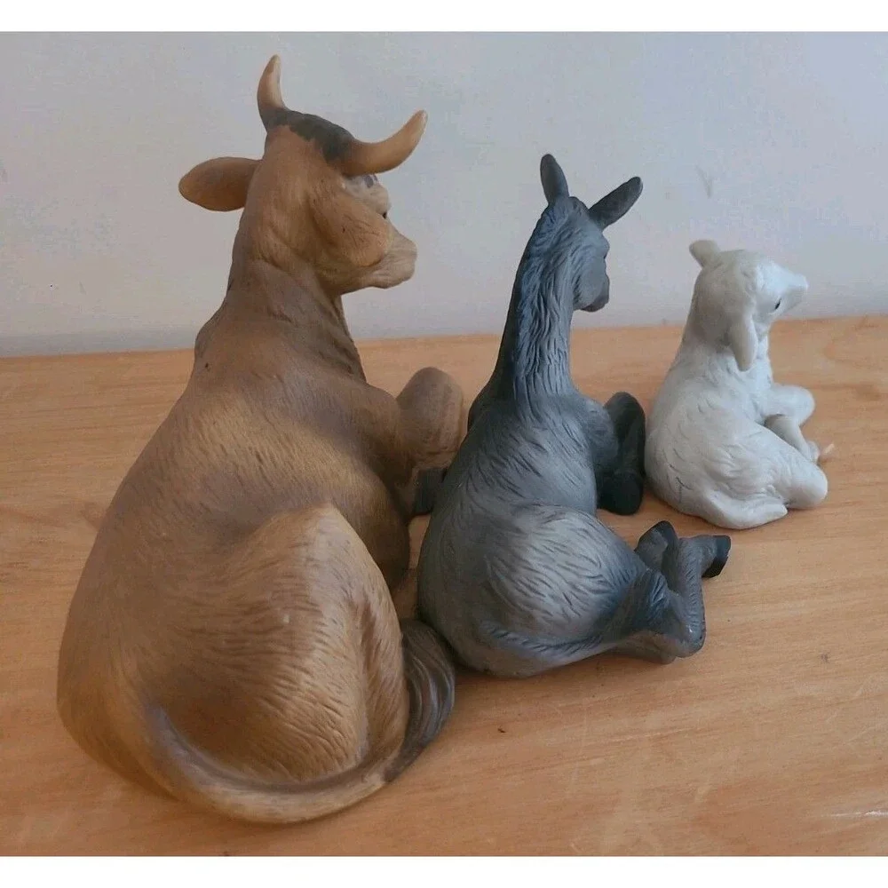 Lot 3 Kirkland Signature Nativity Set 75177  Animals Ox Sheep Donkey Vintage